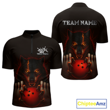 Load image into Gallery viewer, Red&amp;Black Wolf Bowling Shirts for Team Women Men Custom Wolf Bowling Polo &amp;1/4 Zip MBL196