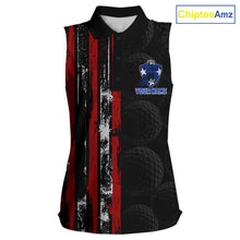 Load image into Gallery viewer, Custom Womens Sleeveless Golf Polo Shirt USA Flag, Golf Family Team Shirt, School Team Golf Shirt, Patriotic Golf Shirt NHT715