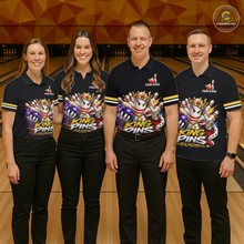 Load image into Gallery viewer, Custom King Pins Bowling Shirt for Women Bowling Team Jersey Polo &amp; Quarter-Zip Shirt Bowling Tournament QZT950