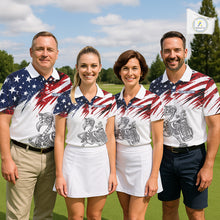 Load image into Gallery viewer, Patriotic Golf Polo Shirt – USA Flag Skull Flamingo Golfer Funny Golf Outfit For Men NHT780