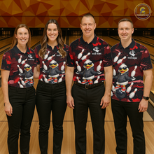 Load image into Gallery viewer, Custom Red Funny Duck Bowling Shirt for Women Bowling Jersey Polo &amp; 1/4 Zip Bowling Outfit QZT943