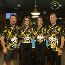 Load image into Gallery viewer, Custom Yellow Funny Beer Billiard Shirt for Women Billiard Jersey 8 Ball Pool Shirt Outfit BHT23
