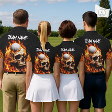 Load image into Gallery viewer, Flame Skull Golf Polo shirts for Women custom Skull Fire team golf shirts, golf gifts for ladies NQS11576