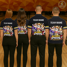 Load image into Gallery viewer, Custom King Pins Bowling Shirt for Women Bowling Team Jersey Polo &amp; Quarter-Zip Shirt Bowling Tournament QZT950
