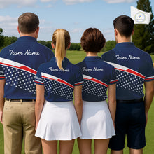 Load image into Gallery viewer, Blue Navy American Flag Mens Golf Polo Shirts Custom Patriotic Team Golf Shirts For Men Golf Gifts NHT693