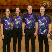 Load image into Gallery viewer, Purple Lightning Thunder Angry Shark Bowling shirts For Women Custom Shark Bowling Team Jerseys NQS11757