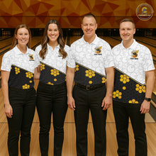 Load image into Gallery viewer, Black and White Camo Bowling Yellow Honey Bee Bowling shirts for Women Custom Team bowling jersey NQS11249