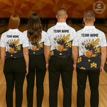 Load image into Gallery viewer, Black and White Camo Bowling Yellow Honey Bee Bowling shirts for Women Custom Team bowling jersey NQS11249