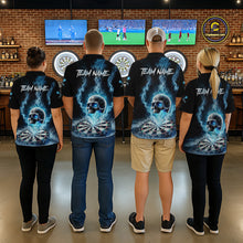 Load image into Gallery viewer, Custom Blue Ice Smoke Skull Dartboard Darts Polo Shirt For Men Dart League Jerseys NYN2122