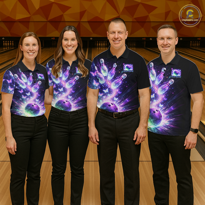 Neon Aurora Bowling Shirt Custom Galaxy Glow Bowling Jersey for Men Polo & Quarter-Zip QZT967