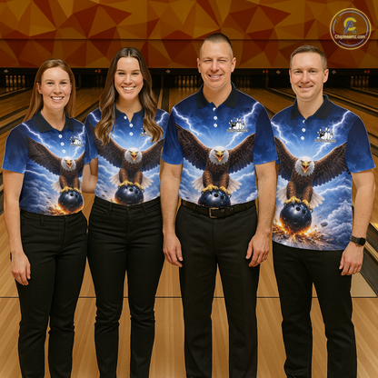 Personalized Thunder Lightning Eagle Bowling Jersey for Men Bowling Team Shirts Bowling League HNT484