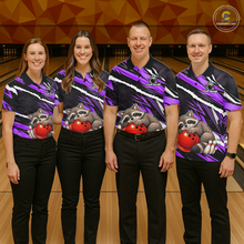 Load image into Gallery viewer, Custom Purple Raccoon Funny Bowling Jersey for Women Bowling Team Shirts Polo &amp; 1/4 Zip HNT247