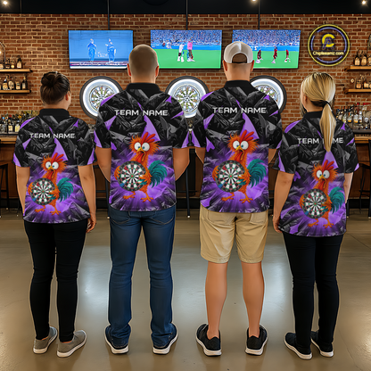 Custom Funny Purple Chicken Dart Shirts For Women Dart Board Gifts Darts Team Jerseys Dart League NNT152