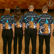 Load image into Gallery viewer, Custom Turquoise Capybara Bowling Jersey for Men Bowling Team Shirts Bowling Polo &amp; 1/4 Zip HNT255