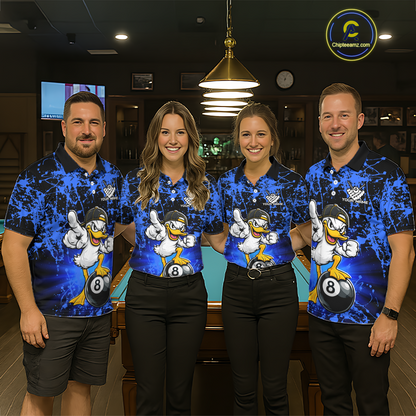 Custom Blue Funny Duck Billiard Shirt for Women Billiard Team Jersey League 8 Ball Pool Shirts NNT171