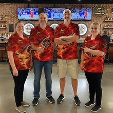 Load image into Gallery viewer, Fire Flame Tornado Funny Shark Darts Polo Shirt For Men Custom Dart Team League Shirt|Red NYN2657