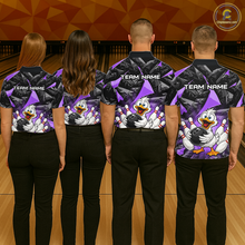 Load image into Gallery viewer, Custom Purple Funny Duck Bowling Jersey for Men Bowling League Bowling Team Shirts Polo &amp; 1/4 Zip HN233