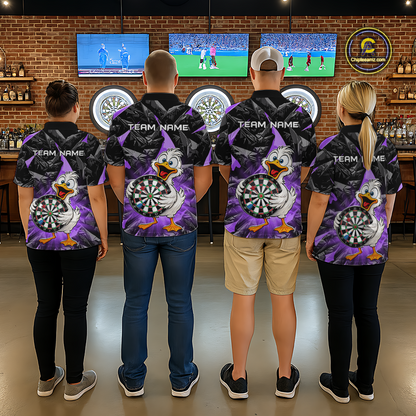 Custom Purple Duck Funny Dart Shirt Dart Team Jersey for Women Dartboard Polo & 1/4Zip NNT167