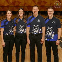 Load image into Gallery viewer, Custom Blue Ugly Raccoon Bowling Shirt for Men Bowling League Polo &amp; Quarter-Zip Gift QZT853