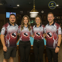 Load image into Gallery viewer, Black And Red 8 Ball Pool Women Billiard Polo &amp; Quarter Zip Shirt Custom 8  Ball Billiard Team Jersey NYN2986