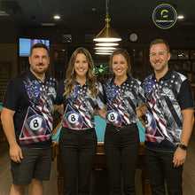 Load image into Gallery viewer, Personalized Smoke US Flag Billiard 8 Ball Pool Shirt For Women Custom Patriotic Billiard Team Appeal NYN2768