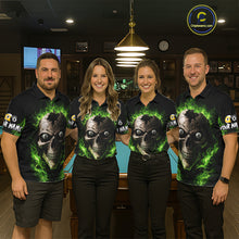 Load image into Gallery viewer, Green Flaming Cracked Skull 8 Ball &amp; 9 Ball Pool Billiard Shirt For Women Custom Billiard Apparel NYN2635