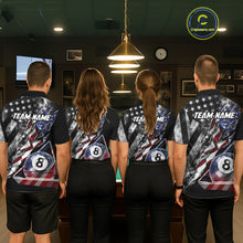 Load image into Gallery viewer, Personalized Smoke US Flag Billiard 8 Ball Pool Shirt For Women Custom Patriotic Billiard Team Appeal NYN2768