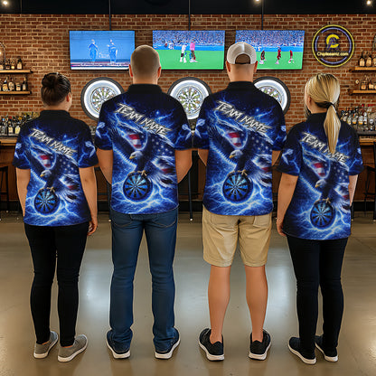 Thunder Torn US Flag Eagle Dartboard Men Darts Polo Shirt Custom Patriotic Dart League Shirt NYN2649