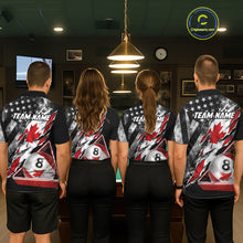 Load image into Gallery viewer, Personalized Smoke Canada Flag Billiard 8 Ball Pool Shirt Custom Patriotic Billiard Appeal For Women NYN2770