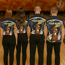 Load image into Gallery viewer, Custom Yellow Funny Horse Bowling Tournament Jersey for Women Bowling Team Shirts Polo &amp; 1/4 Zip HNT180