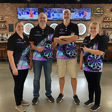 Load image into Gallery viewer, Purple Holographic Dartboard Grunge Dart Quarter-Zip  Shirts For Men Custom Name For Darters NYN2282