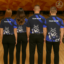 Load image into Gallery viewer, Custom Blue Ugly Raccoon Bowling Shirt for Men Bowling League Polo &amp; Quarter-Zip Gift QZT853