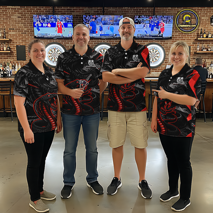 Red Custom Cobra Snake Dart Shirts for Men Dart Team Jersey Dartboard Gifts Polo & 1/4 Zip NNT162