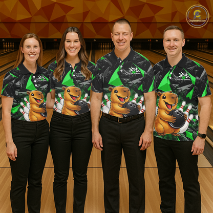 Custom Green Capybara Bowling Jersey for Women Bowling Team Shirts Bowling Polo & 1/4 Zip HNT255