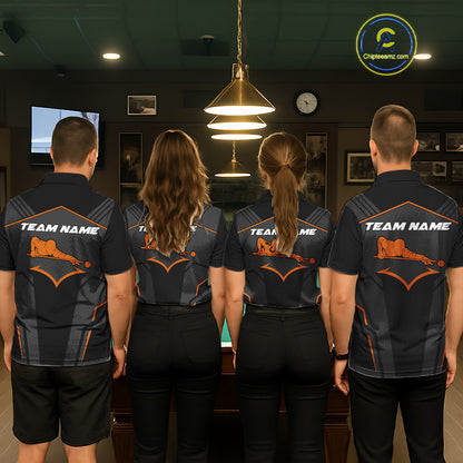 Custom 8 Ball Pool Team Shirts Women's Billiard Attire Personalized Billiard Ballls Gifts|Orange NYN2395