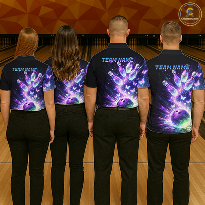 Neon Aurora Bowling Shirt Custom Galaxy Glow Bowling Jersey for Men Polo & Quarter-Zip QZT967