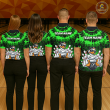 Load image into Gallery viewer, Custom Green Funny Duck Bowling Jersey for Men Bowling Uniform Polo &amp; 1/4 Zip Bowling Team Shirts HNT238