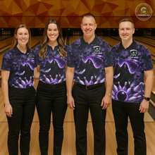 Load image into Gallery viewer, Custom Grim Reaper Bowling Shirt for Women Skull Pattern Bowling Jersey Polo &amp;1/4 Zip QZT978