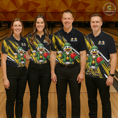Custom Yellow Beer Duck Bowling Shirt for Women Duck Funny Beer Bowling Team Jersey HNT276