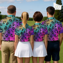 Load image into Gallery viewer, Leopard Mens Golf Polo Shirt Custom Colorful Neon Rainbow Leopard Pattern Team Golf Tops, Golf Gifts NHN0217