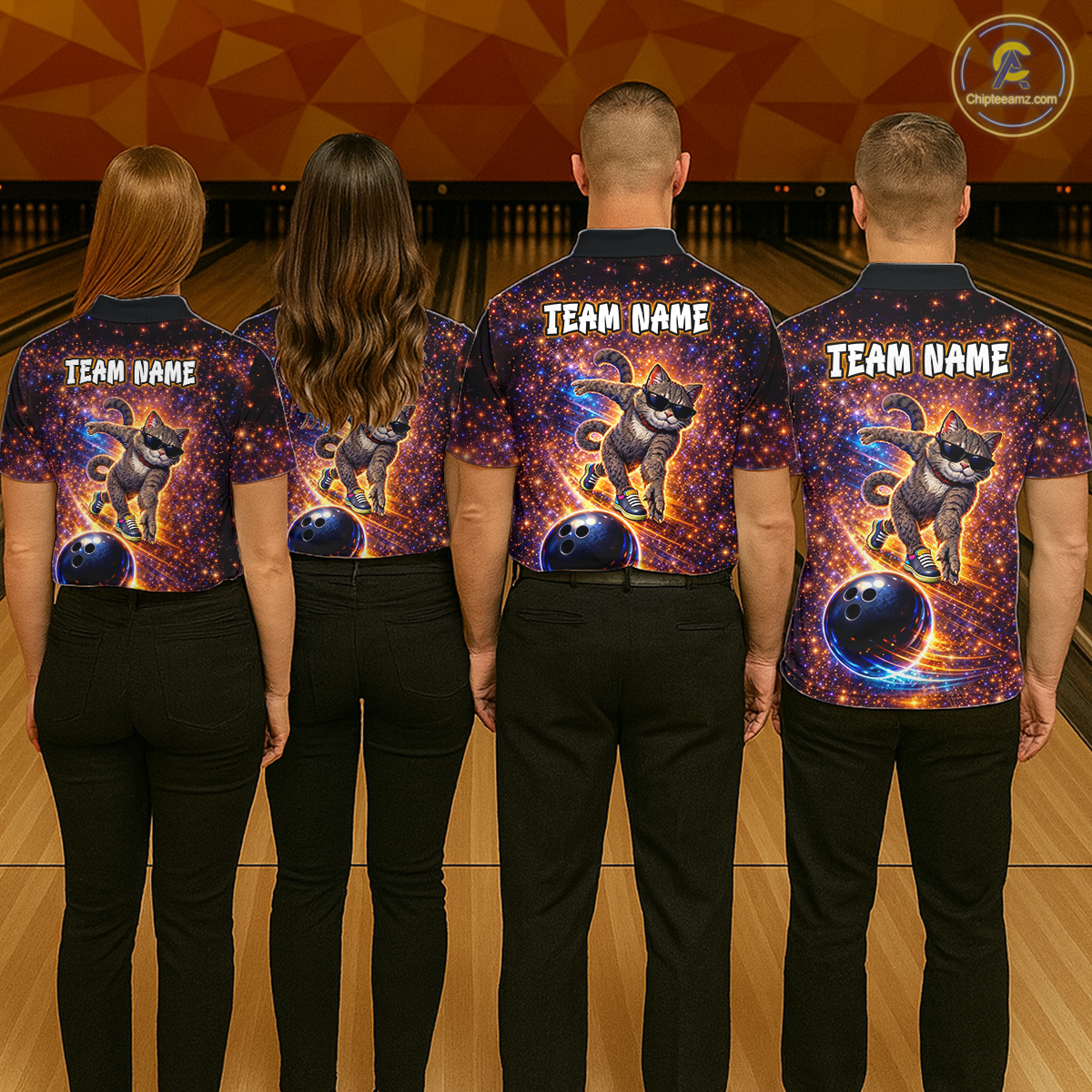 Custom Galaxy Funny Cat Bowling Shirt for Women Bowling League Jersey Polo & Quarter-Zip Bowling Outfit QZT917