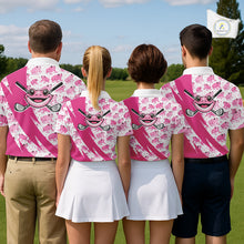 Load image into Gallery viewer, Funny Mens Golf Polo Shirts Custom Pink Frog Pattern Golf Attire For Men Personalized Golfer Gifts NHN0136