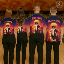 Load image into Gallery viewer, Beer Cat Funny Bowling Shirt for Women Retro Custom Cat with Beer Bowling Team Jersey HNT274