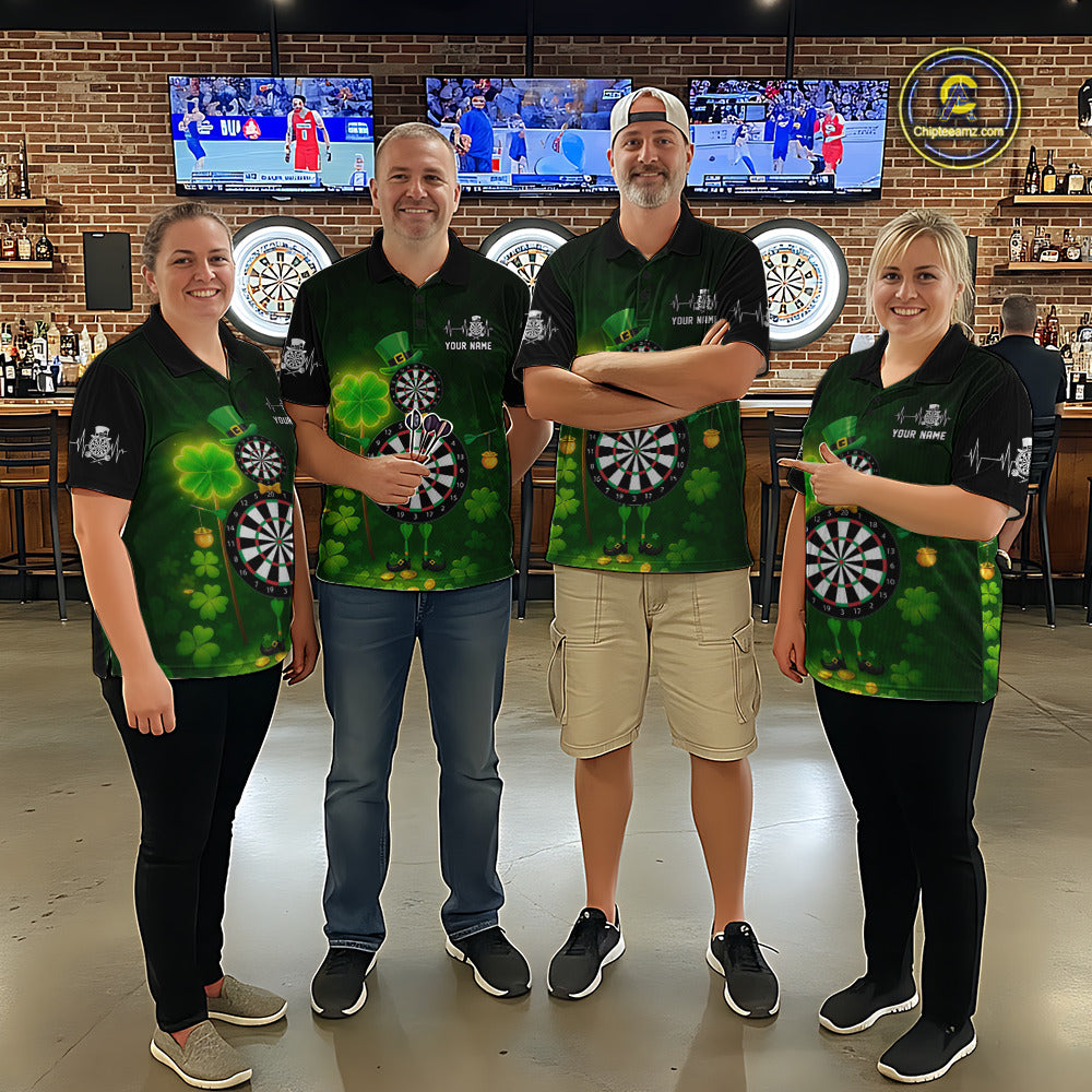 Personalized Funny Dartboard Patrick Day  Men Darts Quarter-Zip  Shirts Shamrock Dart Team Gifts NYN2185
