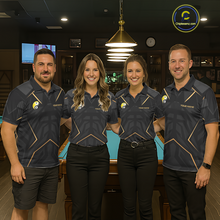 Load image into Gallery viewer, Custom Black Gold 8 Ball 9 Ball Yin Yang Pool Shirts Billiard Shirt for Women Billiard Team Jersey NNT179