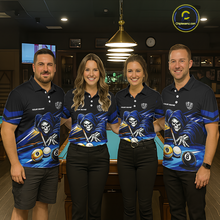 Load image into Gallery viewer, Custom Grim Reaper 8 Ball and 9 Ball Billiard Shirts for Women Billiard League Billiard Team Shirts NNT105