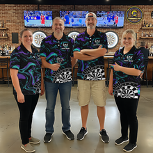 Load image into Gallery viewer, Turquoise-Purple Pattern Aim Shoot Swear Repeat Darts Team Jerseys Dart Shirts For Women NNT168