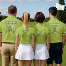 Load image into Gallery viewer, Mens Golf Polo Shirt Custom Name Green And White Golf Shirts For Team Personalized Golf Gifts NHN0096