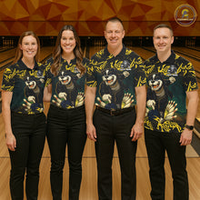 Load image into Gallery viewer, Black and Yellow Camo Funny Bulldog Bowling Shirts For Women Custom Cool Bowling Outfits Team Jerseys NQS11215