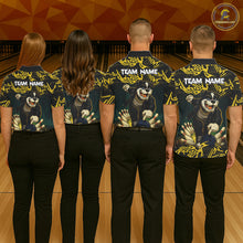 Load image into Gallery viewer, Black and Yellow Camo Funny Bulldog Bowling Shirts For Women Custom Cool Bowling Outfits Team Jerseys NQS11215